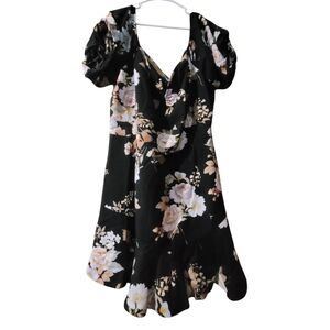 Pink and White Ruffled Mini Sundress with Puff Sleeves and Sweetheart Neckline